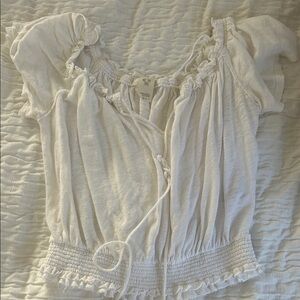 We The Free Cream Ruffled Blouse